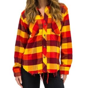 Aviator Nation Red/Yellow Plaid Shirt Medium